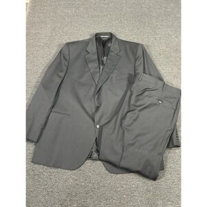 Jack Victor Suit Men's 50R Pants 45x30 Black Striped 2 Piece Wool Valentino CT
